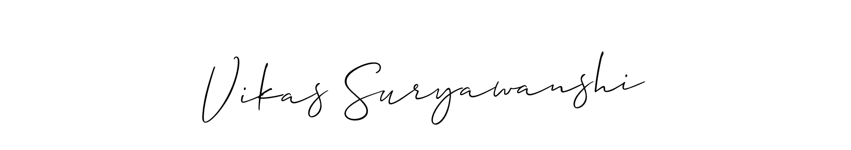 The best way (Allison_Script) to make a short signature is to pick only two or three words in your name. The name Vikas Suryawanshi include a total of six letters. For converting this name. Vikas Suryawanshi signature style 2 images and pictures png