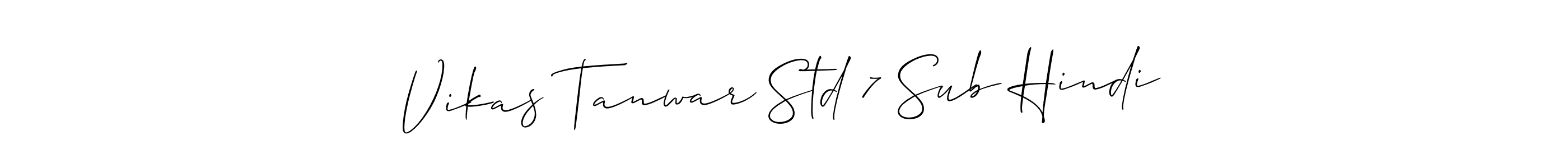 The best way (Allison_Script) to make a short signature is to pick only two or three words in your name. The name Vikas Tanwar Std 7 Sub Hindi include a total of six letters. For converting this name. Vikas Tanwar Std 7 Sub Hindi signature style 2 images and pictures png