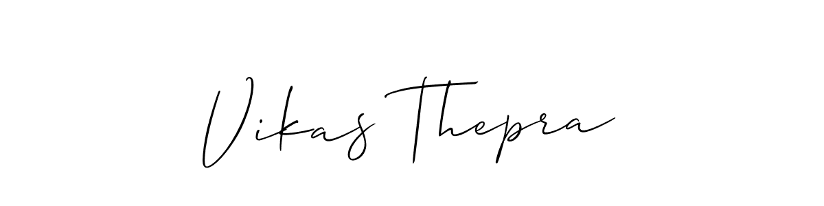 Create a beautiful signature design for name Vikas Thepra. With this signature (Allison_Script) fonts, you can make a handwritten signature for free. Vikas Thepra signature style 2 images and pictures png