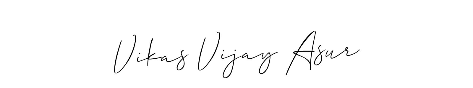 if you are searching for the best signature style for your name Vikas Vijay Asur. so please give up your signature search. here we have designed multiple signature styles  using Allison_Script. Vikas Vijay Asur signature style 2 images and pictures png