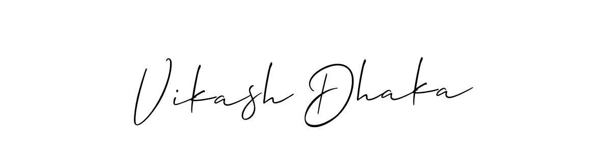 How to make Vikash Dhaka name signature. Use Allison_Script style for creating short signs online. This is the latest handwritten sign. Vikash Dhaka signature style 2 images and pictures png