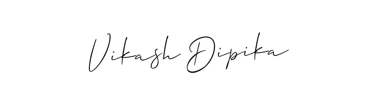 Also You can easily find your signature by using the search form. We will create Vikash Dipika name handwritten signature images for you free of cost using Allison_Script sign style. Vikash Dipika signature style 2 images and pictures png