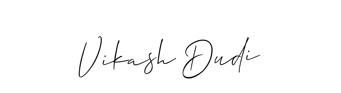 Make a beautiful signature design for name Vikash Dudi. With this signature (Allison_Script) style, you can create a handwritten signature for free. Vikash Dudi signature style 2 images and pictures png