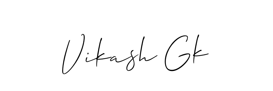 Design your own signature with our free online signature maker. With this signature software, you can create a handwritten (Allison_Script) signature for name Vikash Gk. Vikash Gk signature style 2 images and pictures png