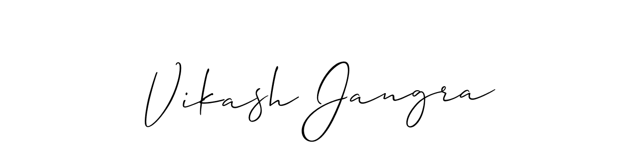 How to make Vikash Jangra name signature. Use Allison_Script style for creating short signs online. This is the latest handwritten sign. Vikash Jangra signature style 2 images and pictures png