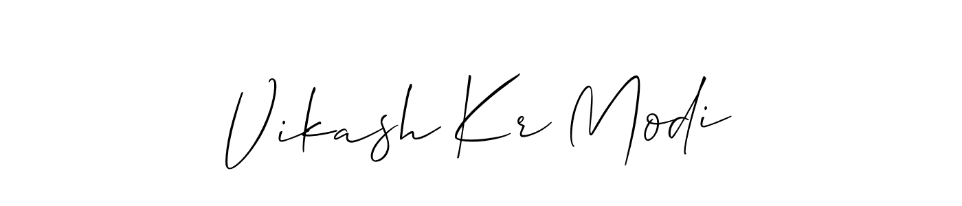The best way (Allison_Script) to make a short signature is to pick only two or three words in your name. The name Vikash Kr Modi include a total of six letters. For converting this name. Vikash Kr Modi signature style 2 images and pictures png