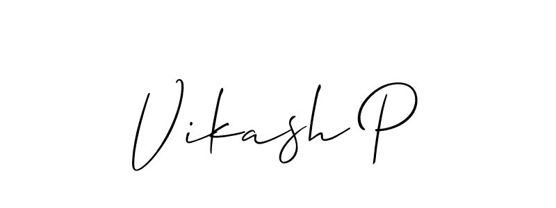 How to make Vikash P signature? Allison_Script is a professional autograph style. Create handwritten signature for Vikash P name. Vikash P signature style 2 images and pictures png