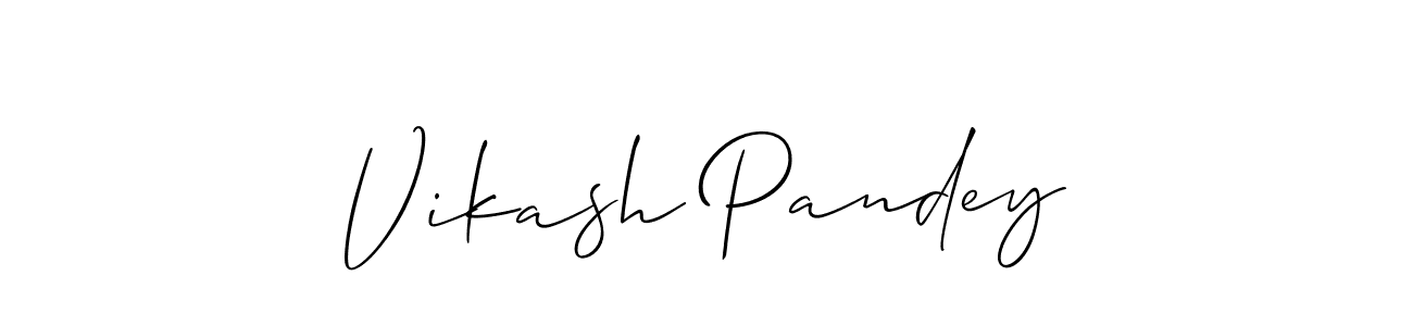 You should practise on your own different ways (Allison_Script) to write your name (Vikash Pandey) in signature. don't let someone else do it for you. Vikash Pandey signature style 2 images and pictures png