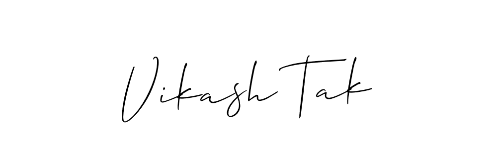 How to make Vikash Tak name signature. Use Allison_Script style for creating short signs online. This is the latest handwritten sign. Vikash Tak signature style 2 images and pictures png