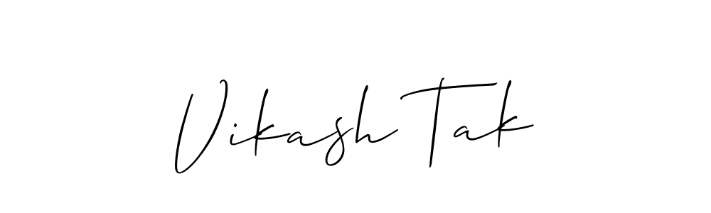 How to make Vikash Tak name signature. Use Allison_Script style for creating short signs online. This is the latest handwritten sign. Vikash Tak signature style 2 images and pictures png