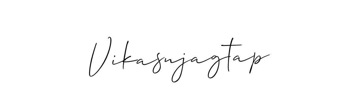 How to Draw Vikasnjagtap signature style? Allison_Script is a latest design signature styles for name Vikasnjagtap. Vikasnjagtap signature style 2 images and pictures png