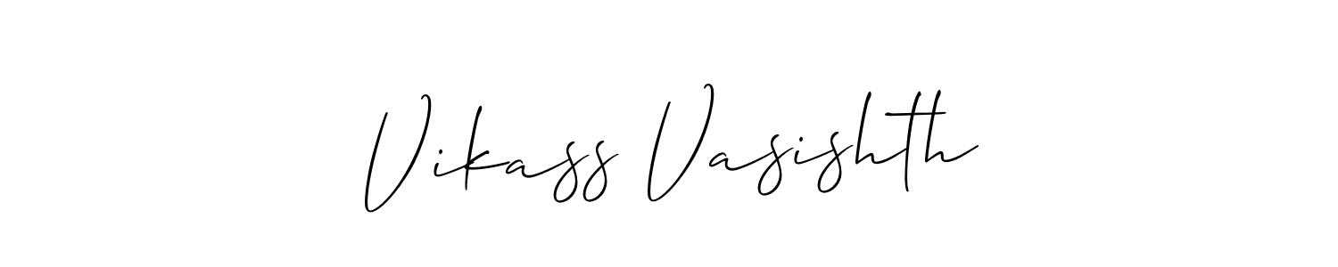 How to make Vikass Vasishth name signature. Use Allison_Script style for creating short signs online. This is the latest handwritten sign. Vikass Vasishth signature style 2 images and pictures png