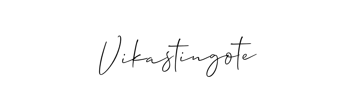 Allison_Script is a professional signature style that is perfect for those who want to add a touch of class to their signature. It is also a great choice for those who want to make their signature more unique. Get Vikastingote name to fancy signature for free. Vikastingote signature style 2 images and pictures png