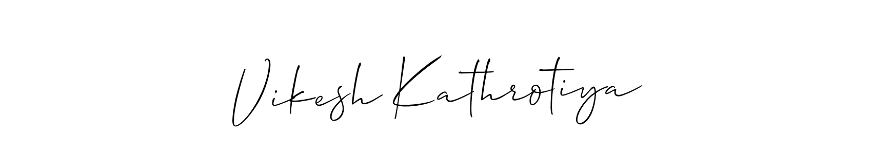 Create a beautiful signature design for name Vikesh Kathrotiya. With this signature (Allison_Script) fonts, you can make a handwritten signature for free. Vikesh Kathrotiya signature style 2 images and pictures png