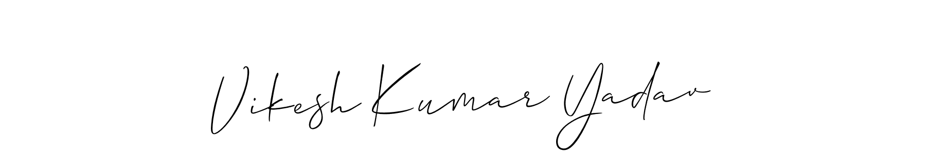 Use a signature maker to create a handwritten signature online. With this signature software, you can design (Allison_Script) your own signature for name Vikesh Kumar Yadav. Vikesh Kumar Yadav signature style 2 images and pictures png