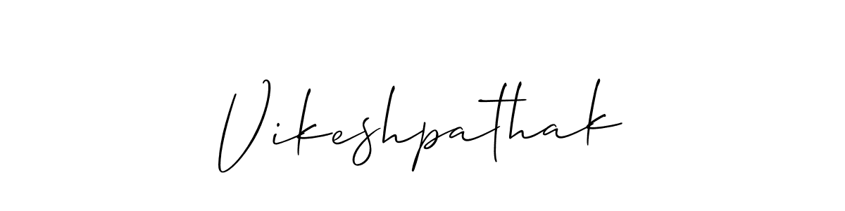 Also You can easily find your signature by using the search form. We will create Vikeshpathak name handwritten signature images for you free of cost using Allison_Script sign style. Vikeshpathak signature style 2 images and pictures png