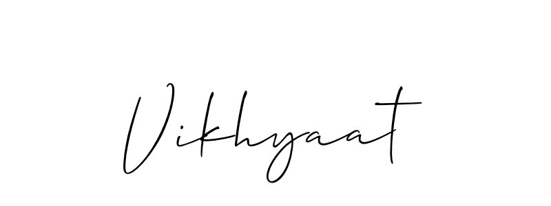 Create a beautiful signature design for name Vikhyaat. With this signature (Allison_Script) fonts, you can make a handwritten signature for free. Vikhyaat signature style 2 images and pictures png