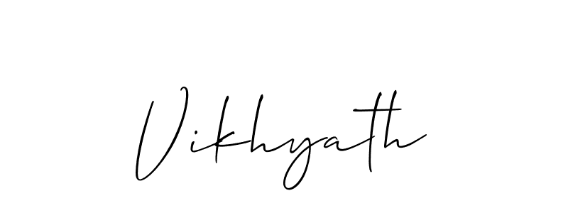 Use a signature maker to create a handwritten signature online. With this signature software, you can design (Allison_Script) your own signature for name Vikhyath. Vikhyath signature style 2 images and pictures png