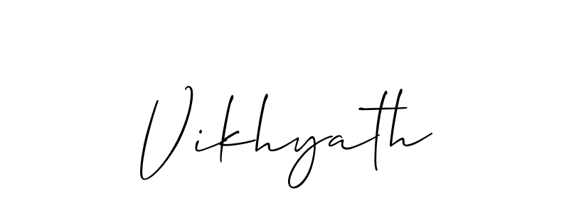 Use a signature maker to create a handwritten signature online. With this signature software, you can design (Allison_Script) your own signature for name Vikhyath. Vikhyath signature style 2 images and pictures png