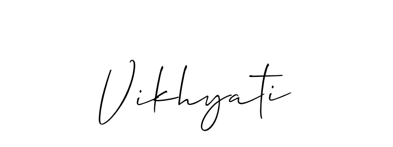 How to Draw Vikhyati signature style? Allison_Script is a latest design signature styles for name Vikhyati. Vikhyati signature style 2 images and pictures png