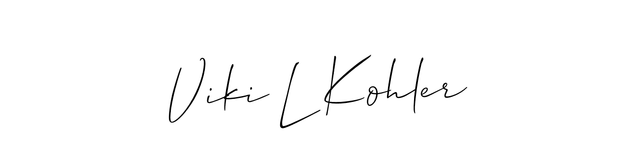 The best way (Allison_Script) to make a short signature is to pick only two or three words in your name. The name Viki L Kohler include a total of six letters. For converting this name. Viki L Kohler signature style 2 images and pictures png