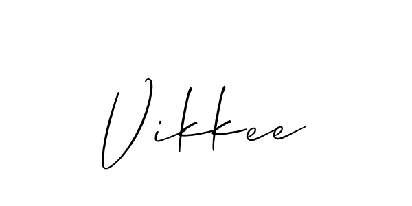 Make a beautiful signature design for name Vikkee. With this signature (Allison_Script) style, you can create a handwritten signature for free. Vikkee signature style 2 images and pictures png