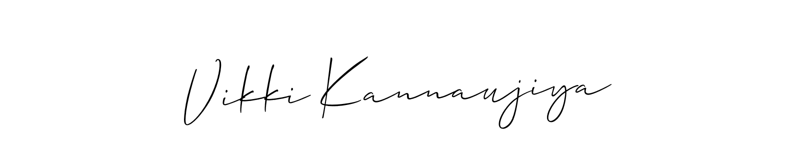 How to Draw Vikki Kannaujiya signature style? Allison_Script is a latest design signature styles for name Vikki Kannaujiya. Vikki Kannaujiya signature style 2 images and pictures png