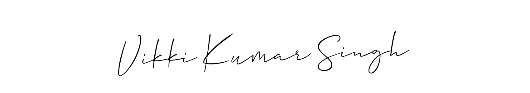 if you are searching for the best signature style for your name Vikki Kumar Singh. so please give up your signature search. here we have designed multiple signature styles  using Allison_Script. Vikki Kumar Singh signature style 2 images and pictures png