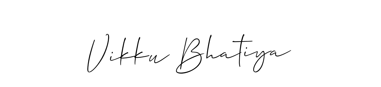 Create a beautiful signature design for name Vikku Bhatiya. With this signature (Allison_Script) fonts, you can make a handwritten signature for free. Vikku Bhatiya signature style 2 images and pictures png