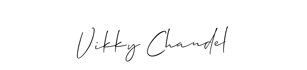 Create a beautiful signature design for name Vikky Chandel. With this signature (Allison_Script) fonts, you can make a handwritten signature for free. Vikky Chandel signature style 2 images and pictures png