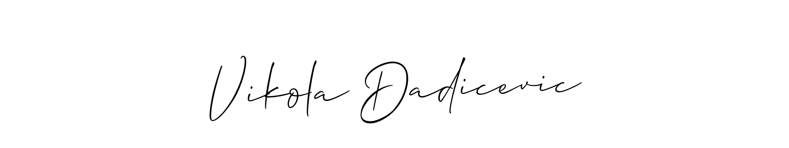 Allison_Script is a professional signature style that is perfect for those who want to add a touch of class to their signature. It is also a great choice for those who want to make their signature more unique. Get Vikola Dadicevic name to fancy signature for free. Vikola Dadicevic signature style 2 images and pictures png