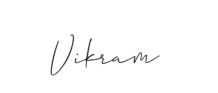 The best way (Allison_Script) to make a short signature is to pick only two or three words in your name. The name Vikram  include a total of six letters. For converting this name. Vikram  signature style 2 images and pictures png
