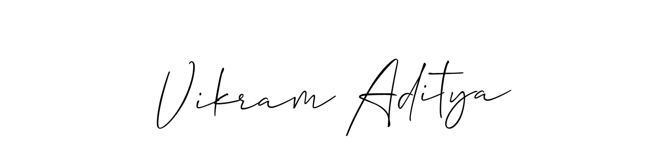 Allison_Script is a professional signature style that is perfect for those who want to add a touch of class to their signature. It is also a great choice for those who want to make their signature more unique. Get Vikram Aditya name to fancy signature for free. Vikram Aditya signature style 2 images and pictures png