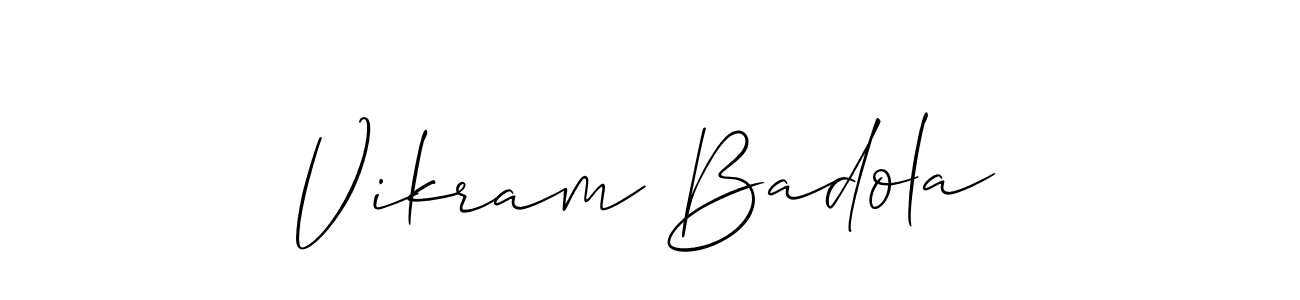Allison_Script is a professional signature style that is perfect for those who want to add a touch of class to their signature. It is also a great choice for those who want to make their signature more unique. Get Vikram Badola name to fancy signature for free. Vikram Badola signature style 2 images and pictures png