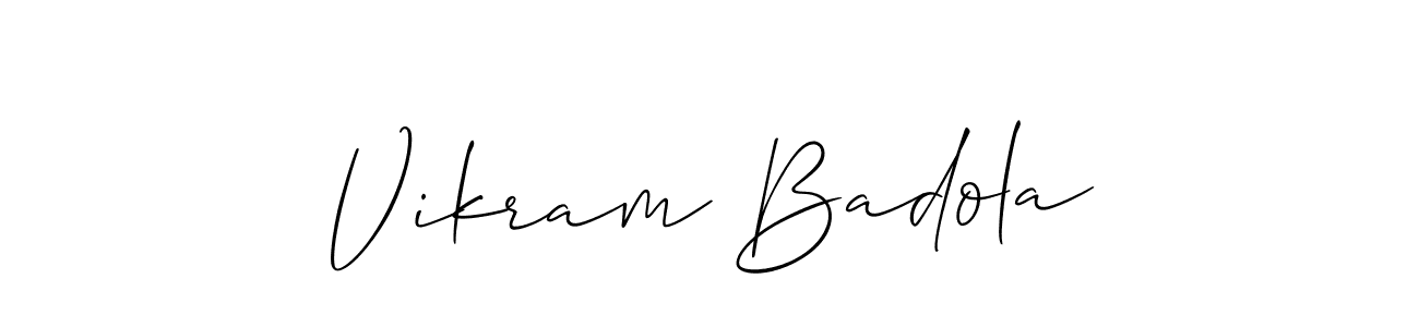 The best way (Allison_Script) to make a short signature is to pick only two or three words in your name. The name Vikram Badola include a total of six letters. For converting this name. Vikram Badola signature style 2 images and pictures png