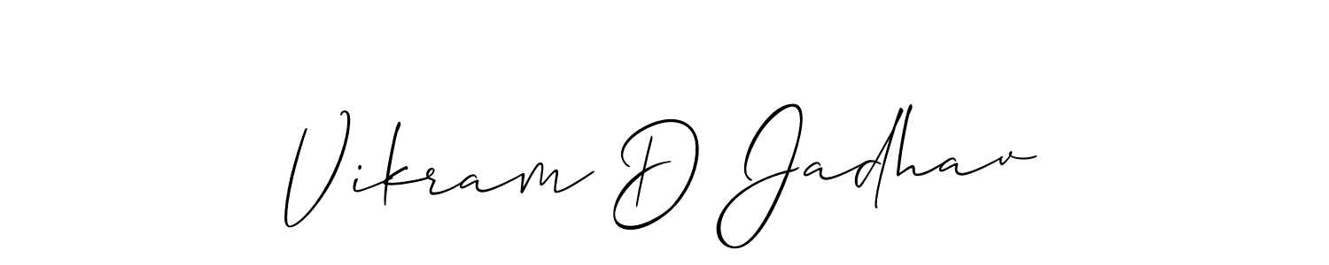 The best way (Allison_Script) to make a short signature is to pick only two or three words in your name. The name Vikram D Jadhav include a total of six letters. For converting this name. Vikram D Jadhav signature style 2 images and pictures png