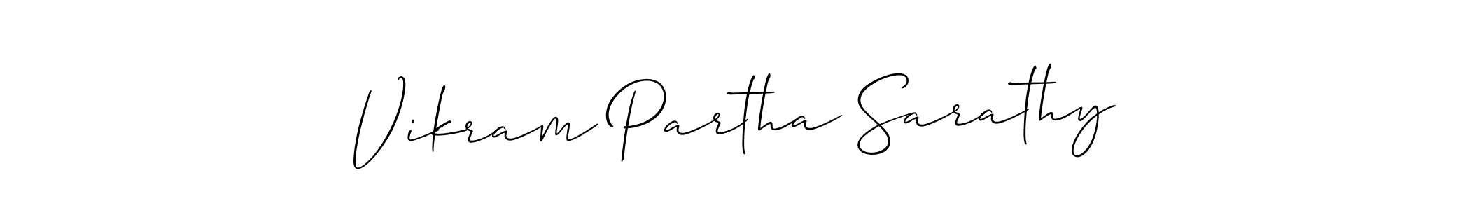 How to make Vikram Partha Sarathy name signature. Use Allison_Script style for creating short signs online. This is the latest handwritten sign. Vikram Partha Sarathy signature style 2 images and pictures png
