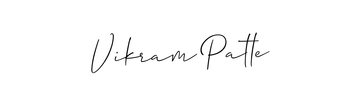 How to make Vikram Patle name signature. Use Allison_Script style for creating short signs online. This is the latest handwritten sign. Vikram Patle signature style 2 images and pictures png