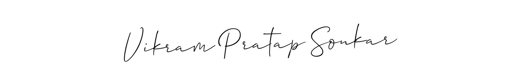 Use a signature maker to create a handwritten signature online. With this signature software, you can design (Allison_Script) your own signature for name Vikram Pratap Sonkar. Vikram Pratap Sonkar signature style 2 images and pictures png