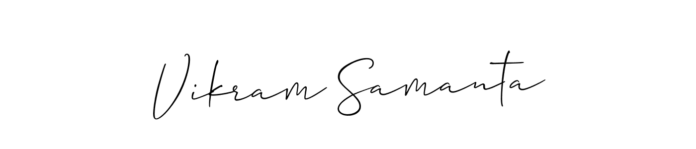 if you are searching for the best signature style for your name Vikram Samanta. so please give up your signature search. here we have designed multiple signature styles  using Allison_Script. Vikram Samanta signature style 2 images and pictures png