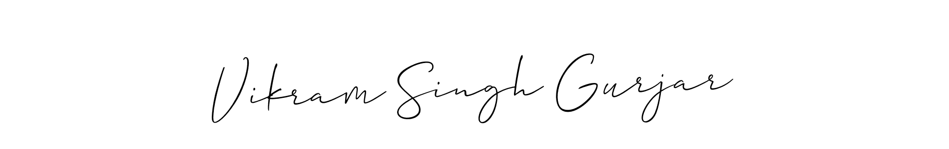 How to make Vikram Singh Gurjar name signature. Use Allison_Script style for creating short signs online. This is the latest handwritten sign. Vikram Singh Gurjar signature style 2 images and pictures png