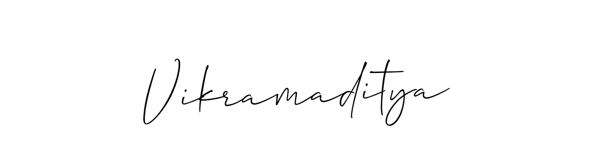 Use a signature maker to create a handwritten signature online. With this signature software, you can design (Allison_Script) your own signature for name Vikramaditya. Vikramaditya signature style 2 images and pictures png