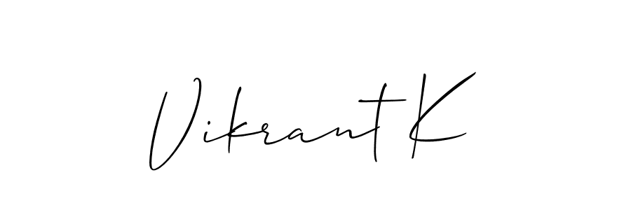 How to make Vikrant K signature? Allison_Script is a professional autograph style. Create handwritten signature for Vikrant K name. Vikrant K signature style 2 images and pictures png