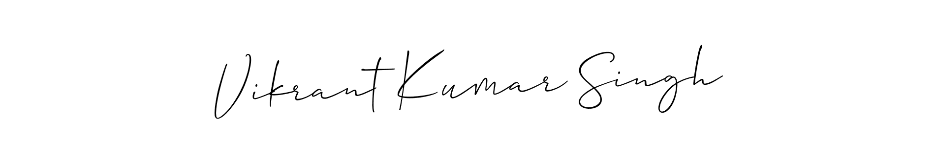 The best way (Allison_Script) to make a short signature is to pick only two or three words in your name. The name Vikrant Kumar Singh include a total of six letters. For converting this name. Vikrant Kumar Singh signature style 2 images and pictures png