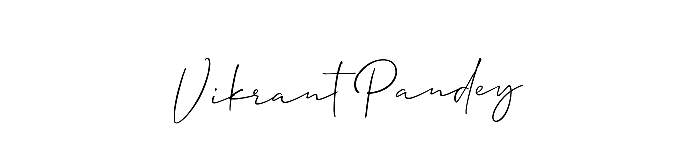The best way (Allison_Script) to make a short signature is to pick only two or three words in your name. The name Vikrant Pandey include a total of six letters. For converting this name. Vikrant Pandey signature style 2 images and pictures png