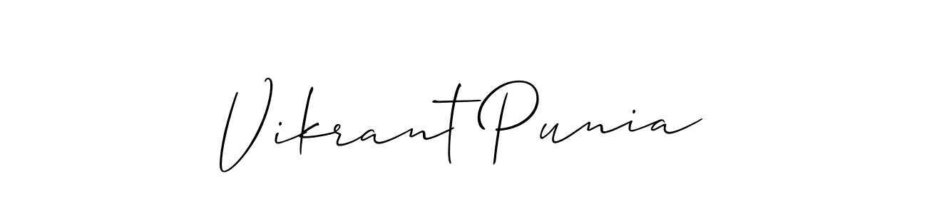 Make a beautiful signature design for name Vikrant Punia. With this signature (Allison_Script) style, you can create a handwritten signature for free. Vikrant Punia signature style 2 images and pictures png