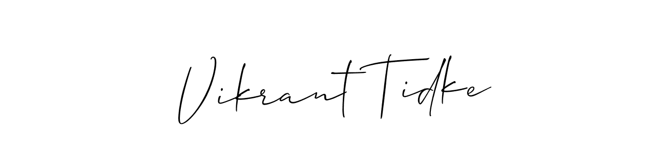 This is the best signature style for the Vikrant Tidke name. Also you like these signature font (Allison_Script). Mix name signature. Vikrant Tidke signature style 2 images and pictures png