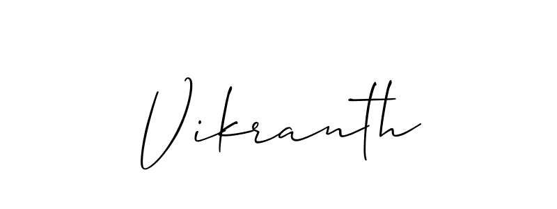 if you are searching for the best signature style for your name Vikranth. so please give up your signature search. here we have designed multiple signature styles  using Allison_Script. Vikranth signature style 2 images and pictures png