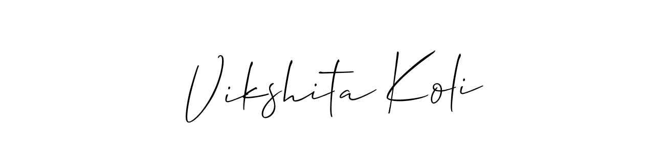 Allison_Script is a professional signature style that is perfect for those who want to add a touch of class to their signature. It is also a great choice for those who want to make their signature more unique. Get Vikshita Koli name to fancy signature for free. Vikshita Koli signature style 2 images and pictures png