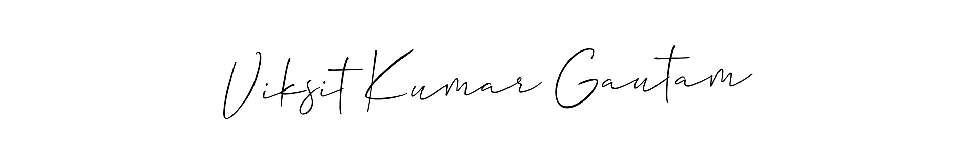 Allison_Script is a professional signature style that is perfect for those who want to add a touch of class to their signature. It is also a great choice for those who want to make their signature more unique. Get Viksit Kumar Gautam name to fancy signature for free. Viksit Kumar Gautam signature style 2 images and pictures png